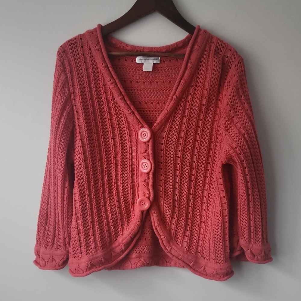 Christopher & Banks Coral Button-Up Cardigan